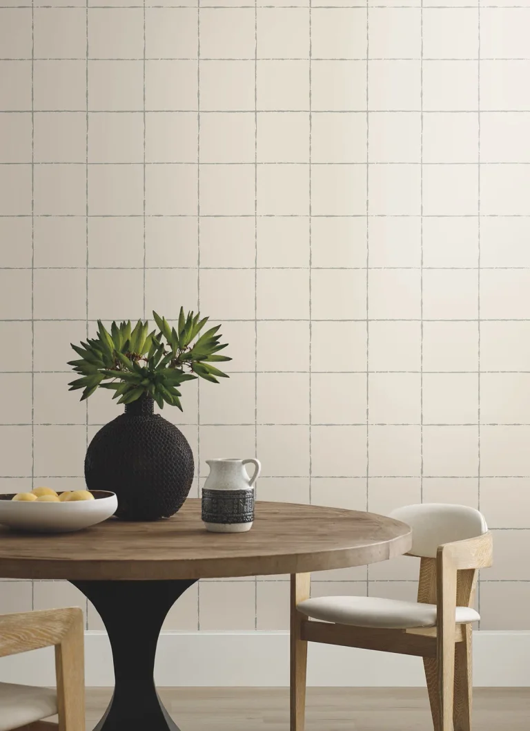 La Vitre Plaid Wallpaper - Lichen Grey — Ảnh 5
