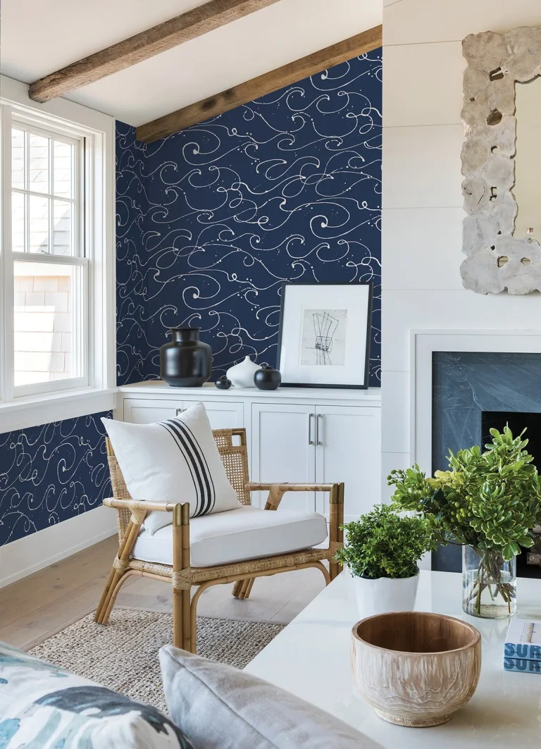 Chesapeake Kuroshio Ocean Wave Wallpaper - Navy — Ảnh 4