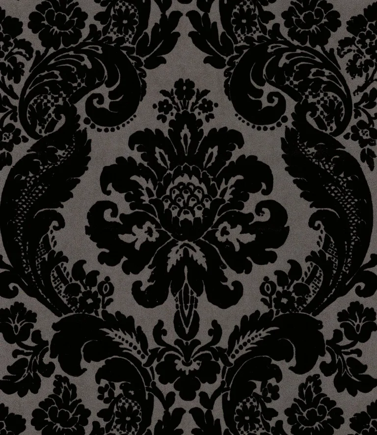 Shadow Flocked Damask Wallpaper - Black — Ảnh 5