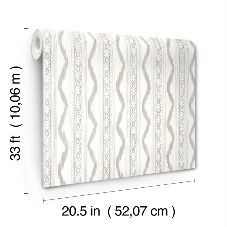 Rhys IKAT Stripe Wallpaper - Stone — Ảnh 6