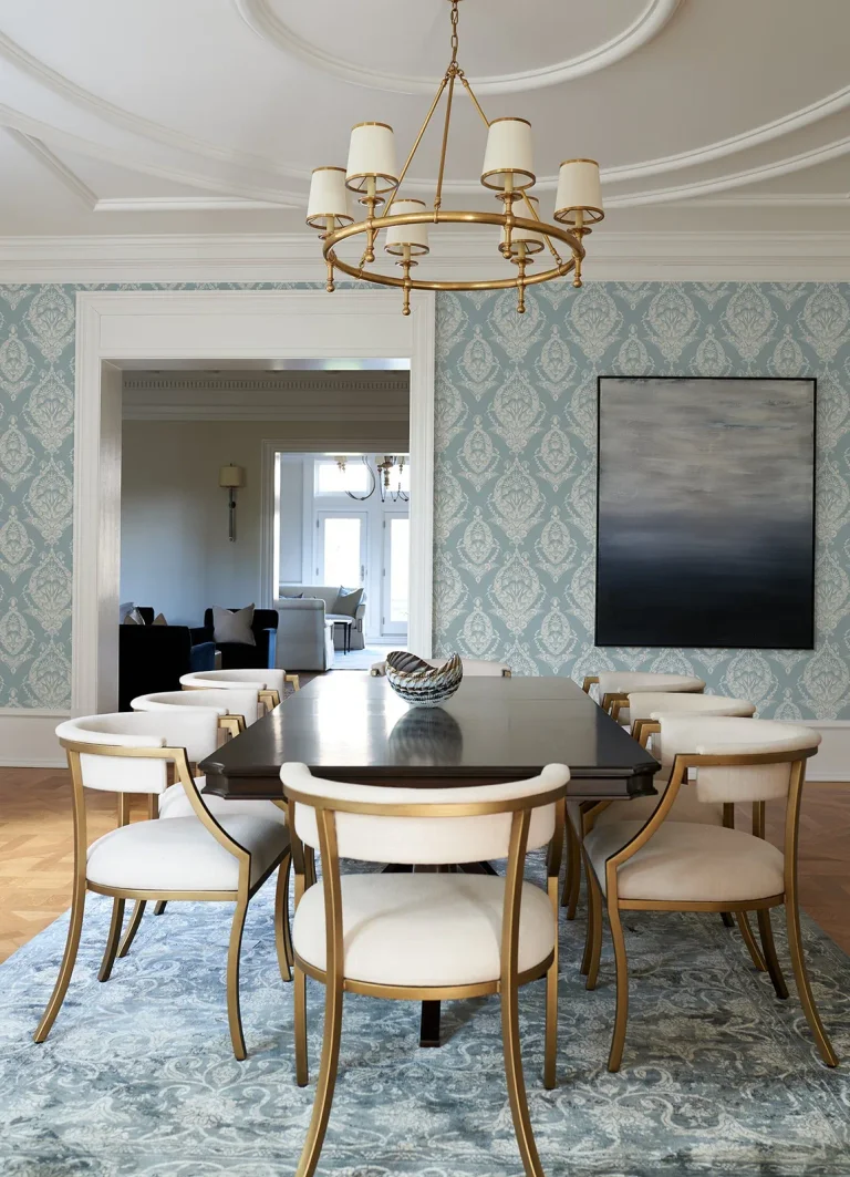 Arlie Botanical Damask Wallpaper - Light Blue