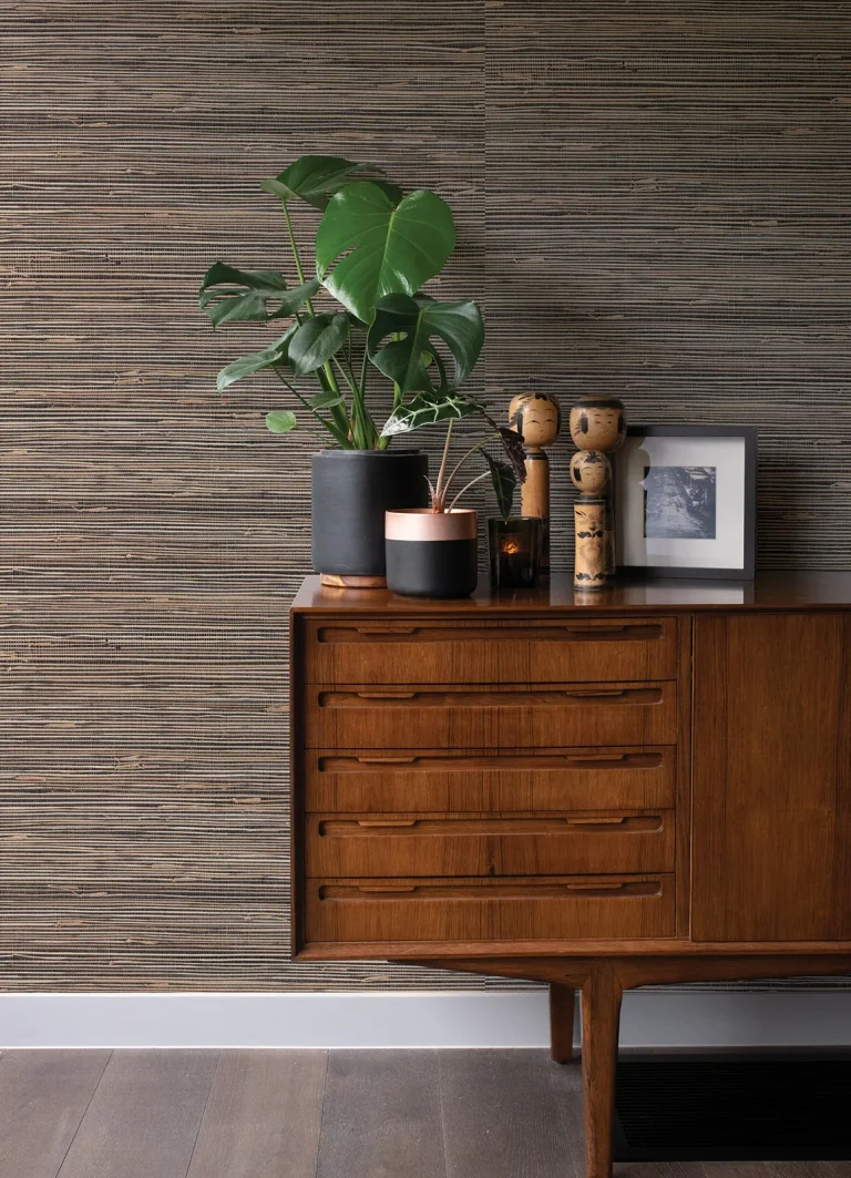 Anhui Grasscloth Wallpaper - Black — Image 2