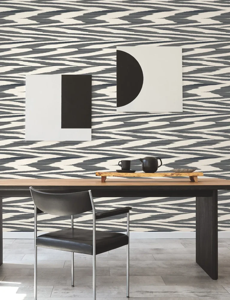 Flamed Zig Zag Peel and Stick Wallpaper - Black — Ảnh 5