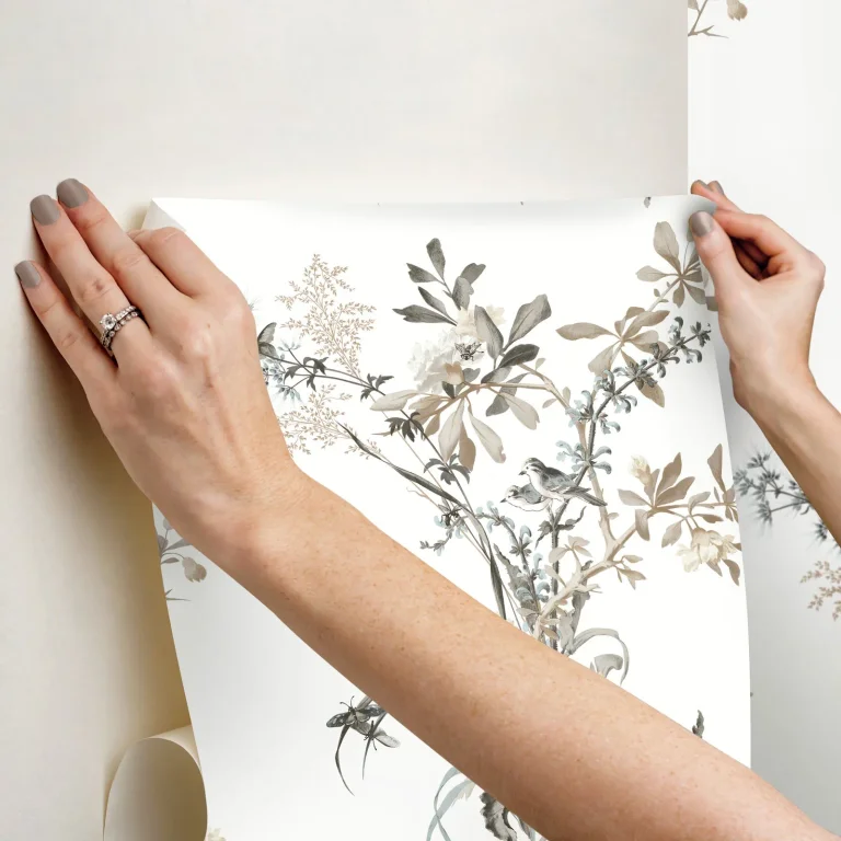 Wild Flowers Peel and Stick Wallpaper - Neutral & Jade — Ảnh 3