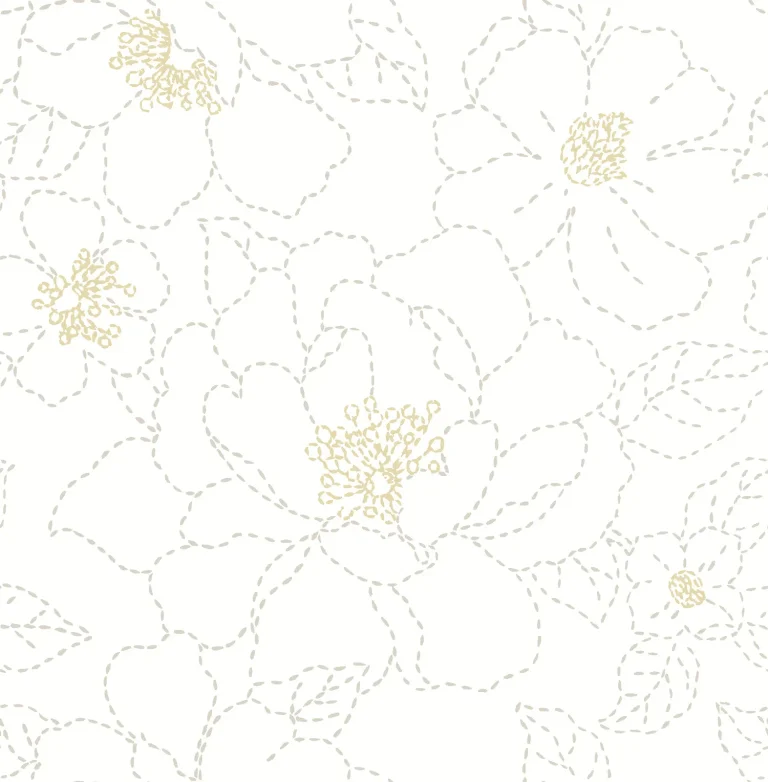 Gardena Embroidered Floral Wallpaper - White — Ảnh 2