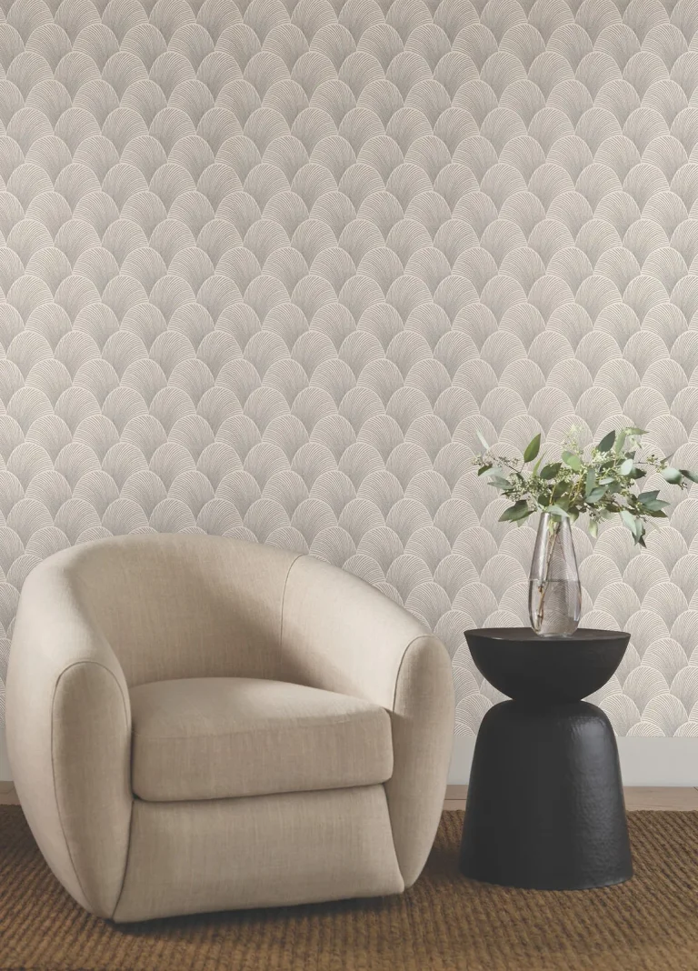 Candice Olson Metallic Scallop Wallpaper - Cream — Ảnh 3