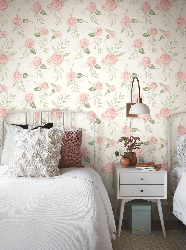Magnolia Home Watercolor Roses Peel and Stick Wallpaper - Dishy Coral