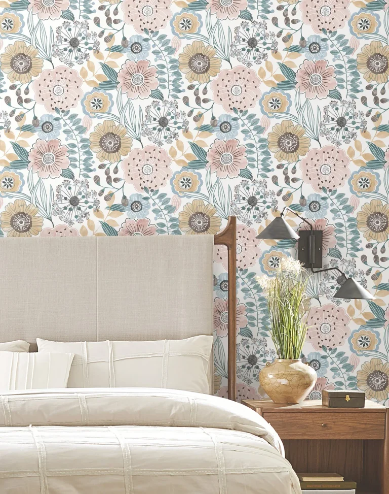 Artistic Bouquet Wallpaper - Ochre & Ocean — Ảnh 6