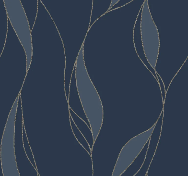 Ronald Redding Society Hill Abstract Leaf Wallpaper - Navy — Ảnh 5