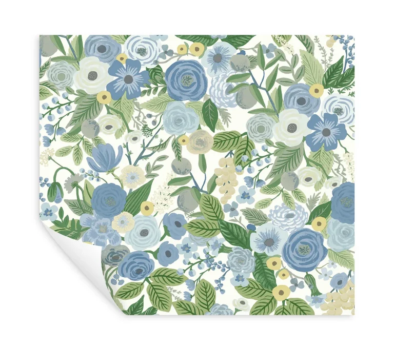 Rifle Paper Co. Garden Party Peel and Stick Wallpaper - Blue & Green Multi — Ảnh 3