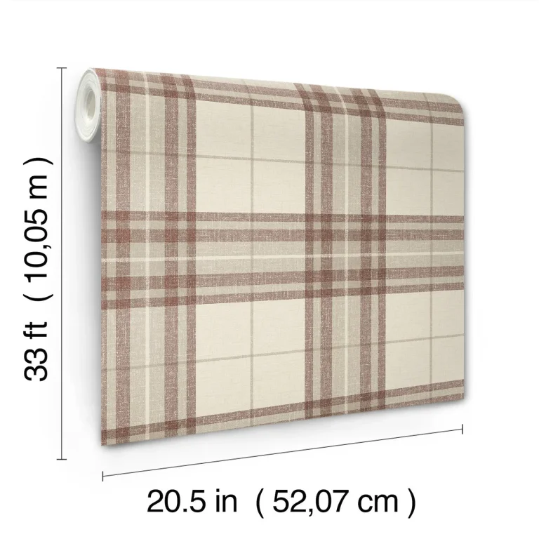 Chesapeake Cabin Check Plaid Wallpaper - Rust — Ảnh 3