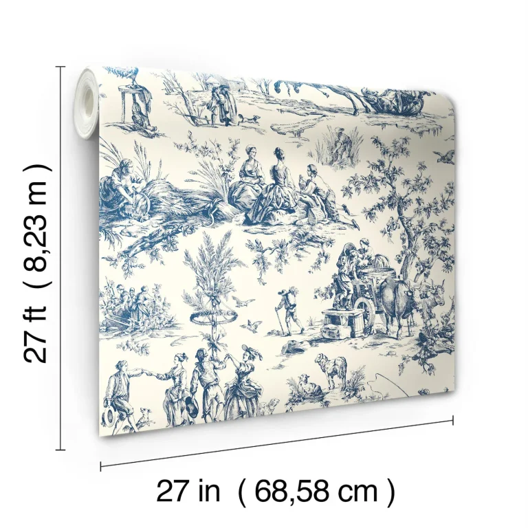 Seasons Toile Wallpaper - Navy — Ảnh 3