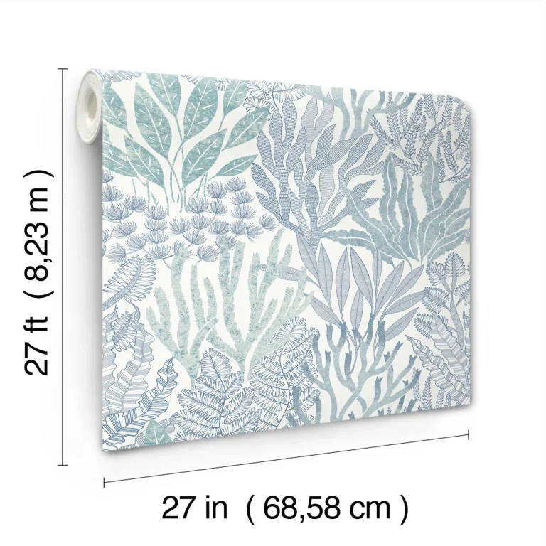 Coral Leaves Wallpaper - Blue/Aqua — Ảnh 3