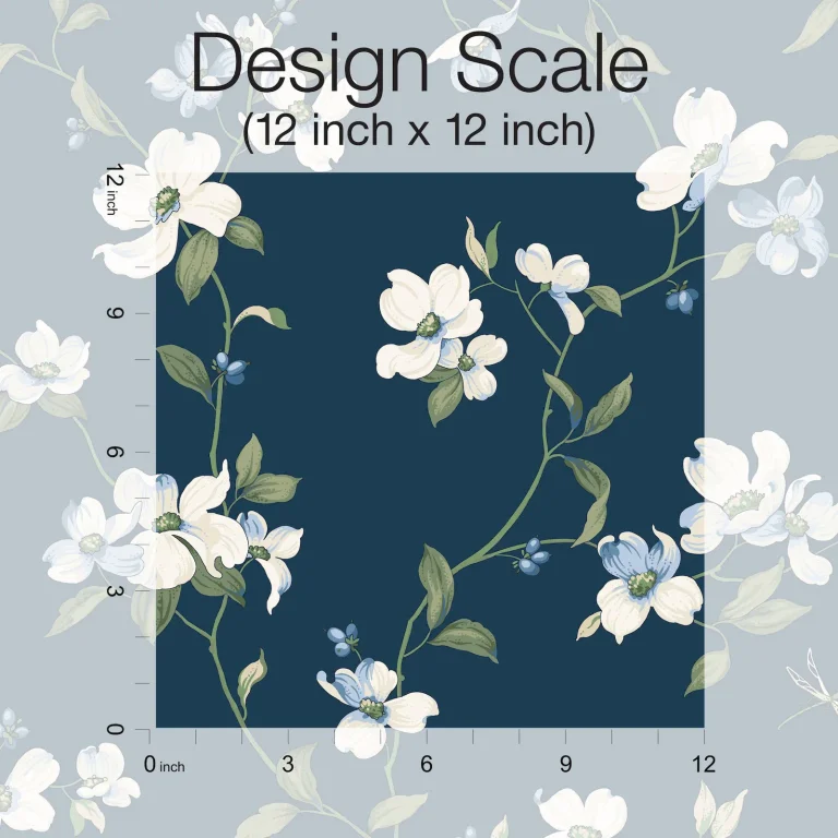 Dogwood Wallpaper - Navy — Ảnh 2