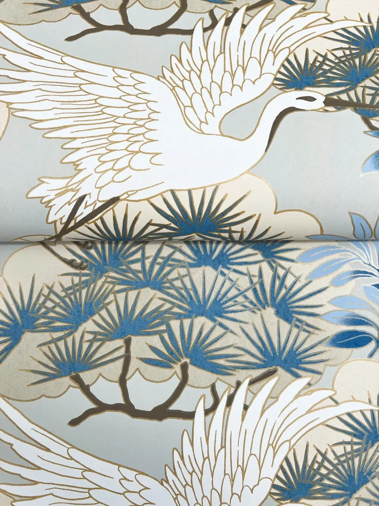 Ronald Redding Sprig & Heron Wallpaper - Light Blue — Ảnh 3