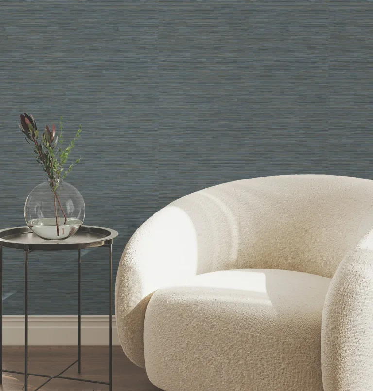 Oasis Faux Grasscloth Wallpaper - Dark Blue — Ảnh 4