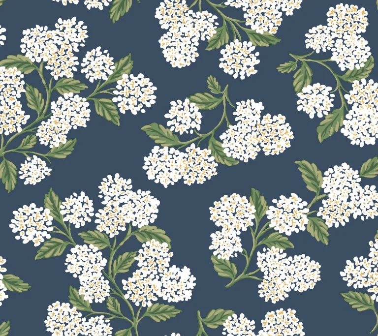 Rifle Paper Co. Hydrangea Peel and Stick Wallpaper - Navy & White — Ảnh 2