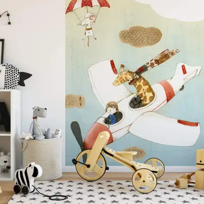 Flying Giraffe - Wall Mural 5525 - 4 Panel - 192cm x 260cm