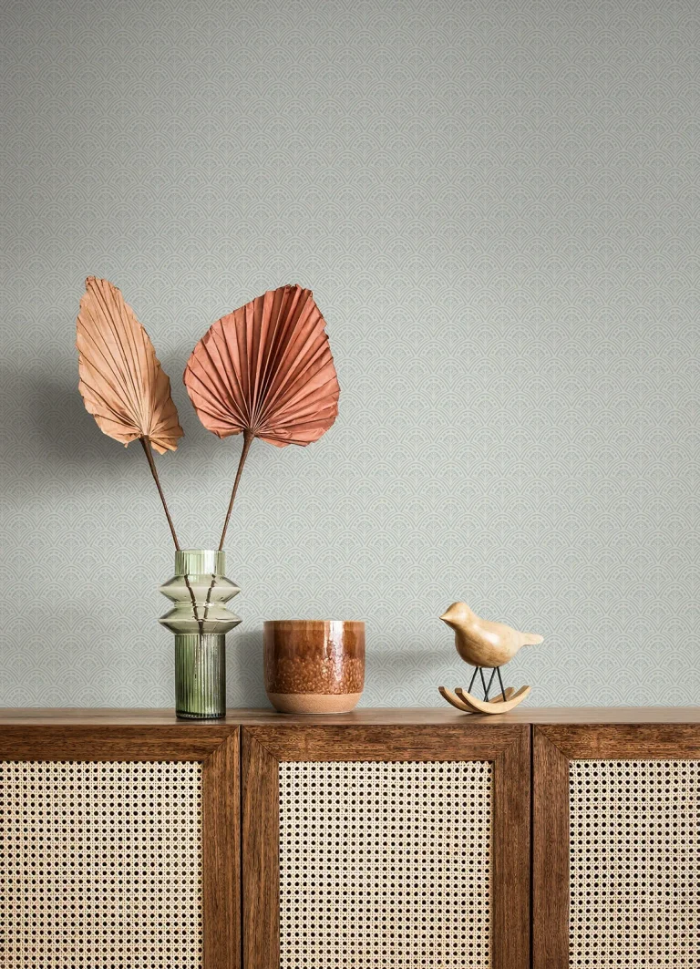 Athena Scalloped Botanical Wallpaper - Light Blue — Ảnh 2