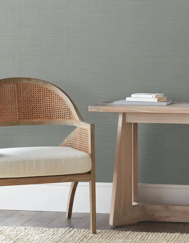 Natural Grasscloth Peel and Stick Wallpaper - Slate — Ảnh 6