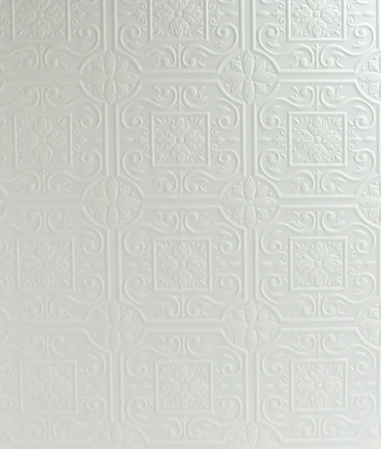 Chesapeake Ibold Tin Ceiling Scroll Paintable Wallpaper - White — Ảnh 5