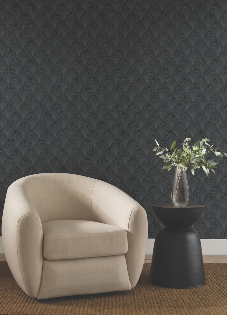 Candice Olson Metallic Scallop Wallpaper - Black — Ảnh 6