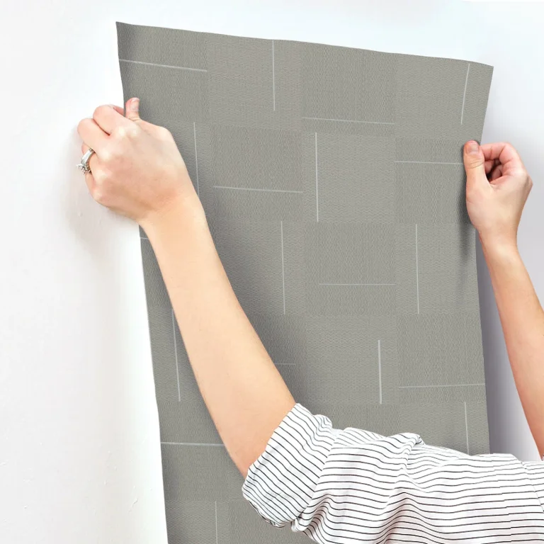 Geo Block Weave Wallpaper - Taupe — Image 3