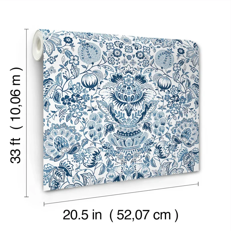 Blanche Floral Damask Wallpaper - Blue — Ảnh 5