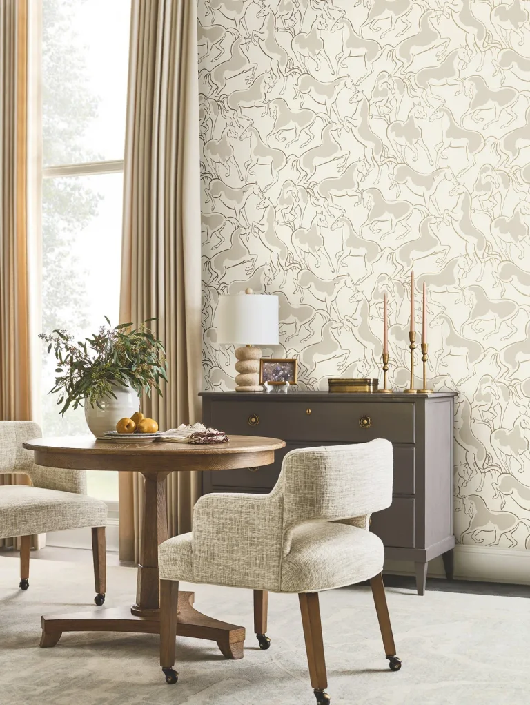 Ronald Redding Dressage Stallions Wallpaper - Beige — Ảnh 4