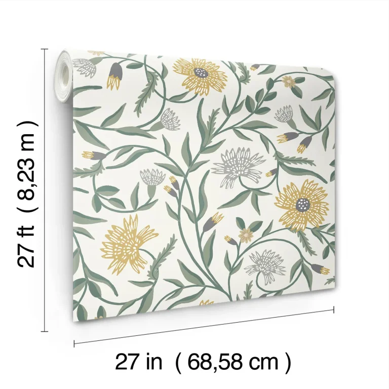 Rifle Paper Co. Aster Wallpaper - Linen & Gold — Ảnh 6