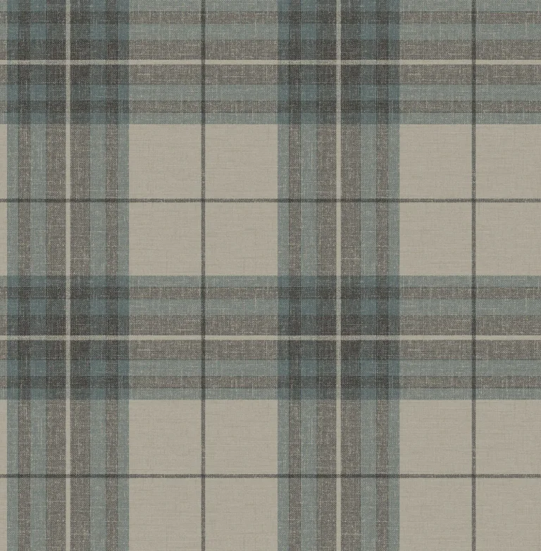 Chesapeake Cabin Check Plaid Wallpaper - Teal — Ảnh 3