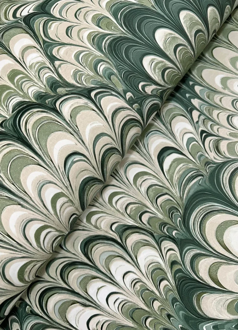 Octavia Marbled Ink Wallpaper - Dark Green