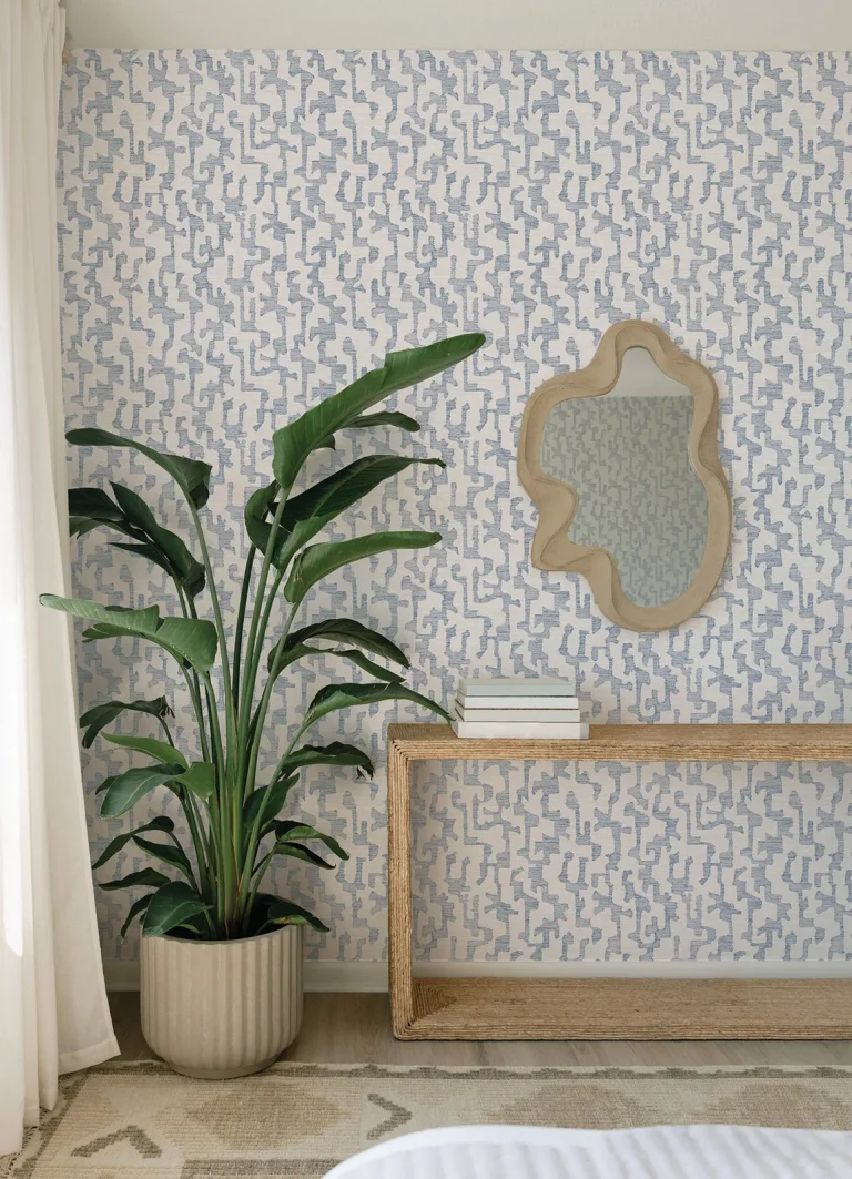 Cipher Geometric Faux Grasscloth Wallpaper - Blue — Ảnh 6