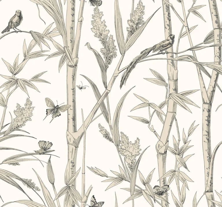 Bambou Toile Wallpaper - White — Ảnh 5