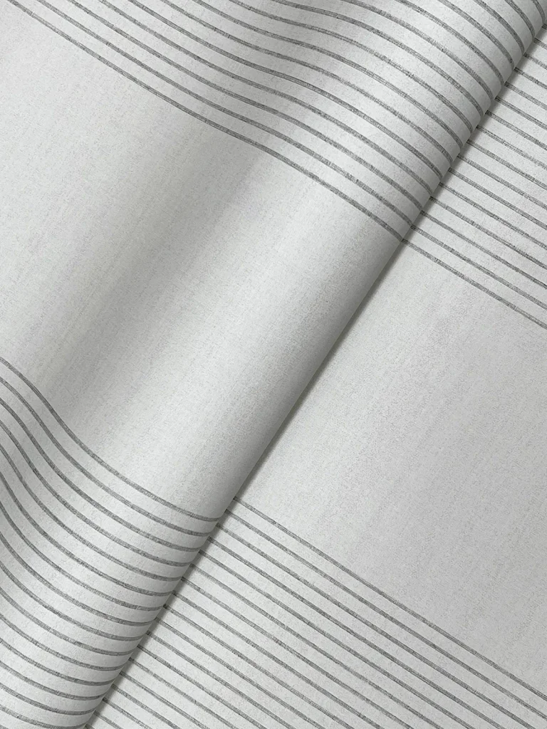 Ronald Redding Archer Stripe Faux Linen Wallpaper - Grey — Image 5