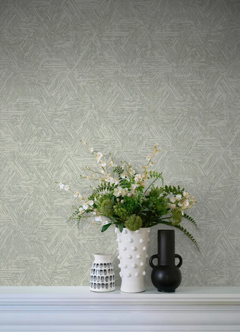 Retreat Quilted Geometric Wallpaper - Sea Green — Ảnh 6