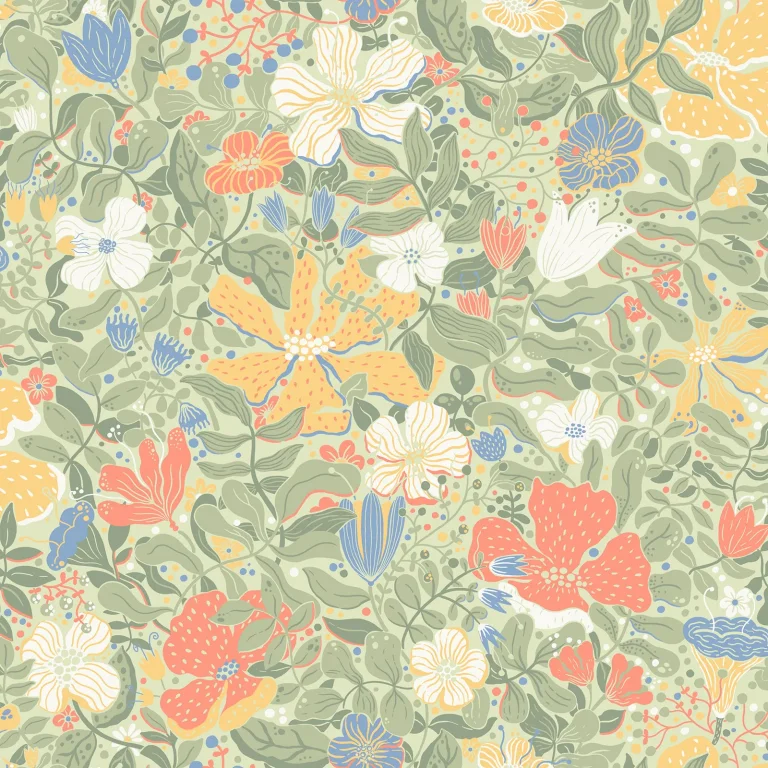 Midsommar Floral Medley Wallpaper - Sage — Ảnh 3
