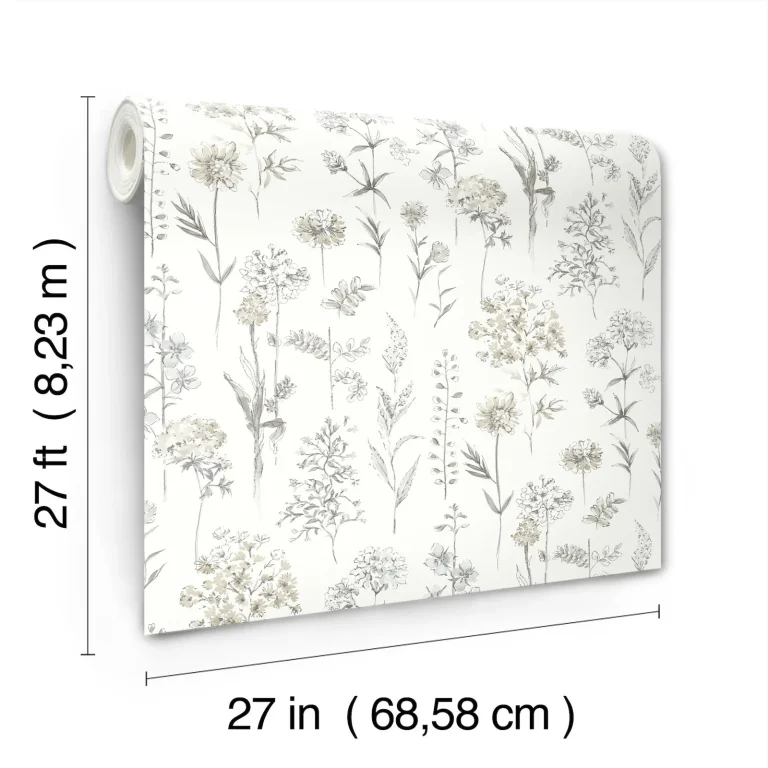 Chesapeake Bergamot Wildflower Wallpaper - Light Grey — Ảnh 2