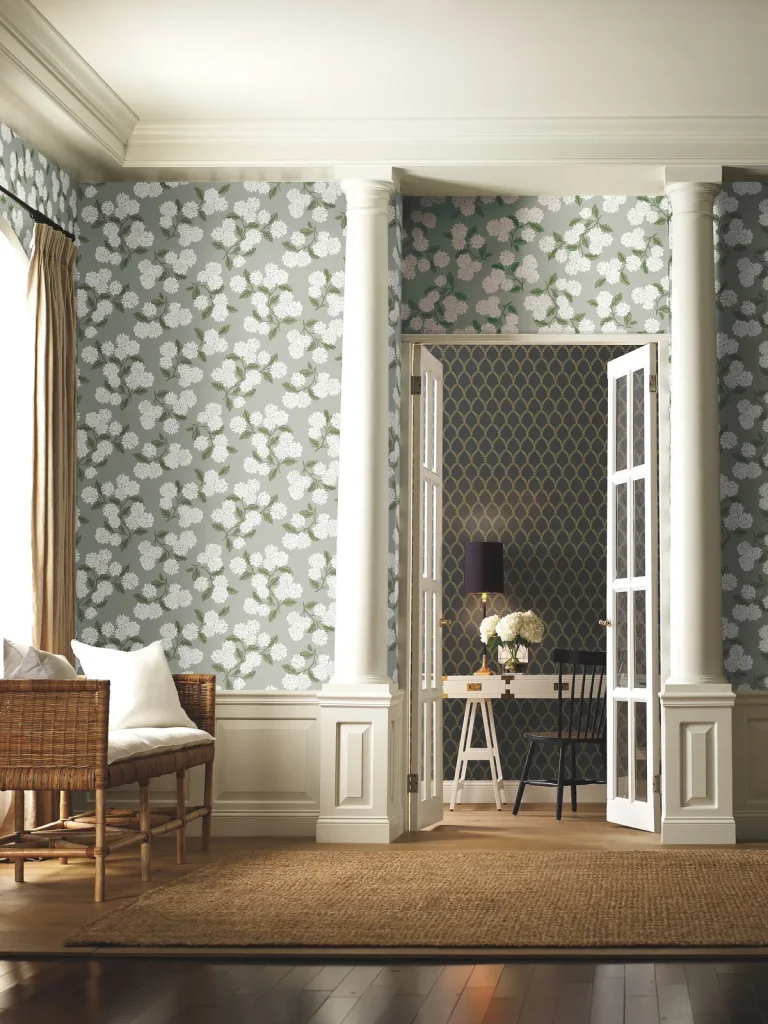 Rifle Paper Co. Hydrangea Wallpaper - Grey — Ảnh 2