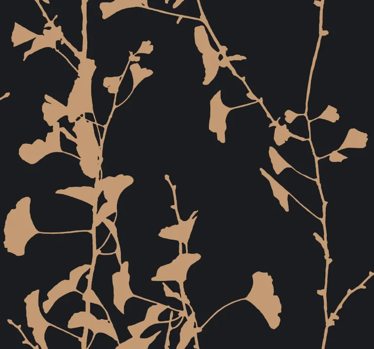 Ronald Redding Ginkgo Silhouette Cork Wallpaper - Black & Gold — Image 5
