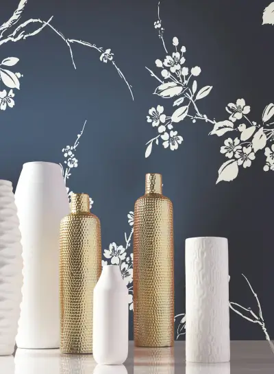 Imperial Blossoms Branch Wallpaper - Navy