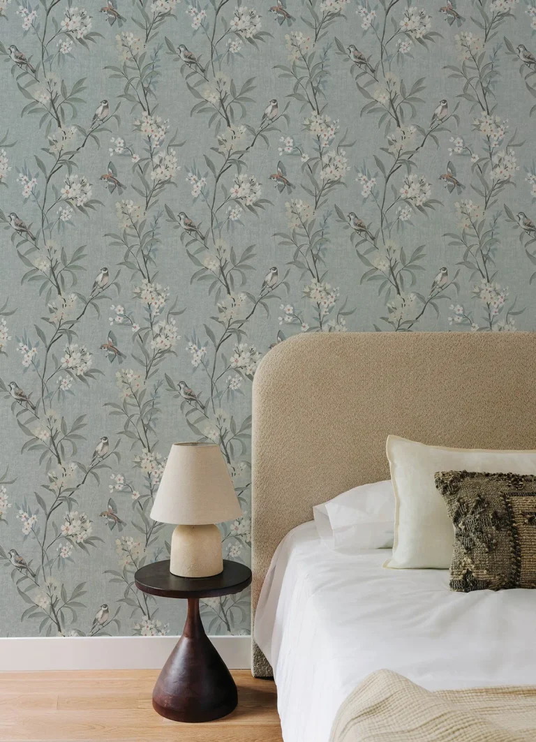 Chesapeake Tea Olive Finch Frolic Wallpaper - Blue — Image 5