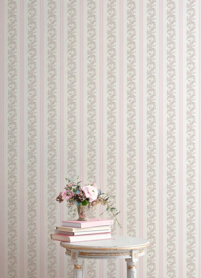 LoveShackFancy Marigold Wreath Floral Stripe Wallpaper - Pastel — Ảnh 3