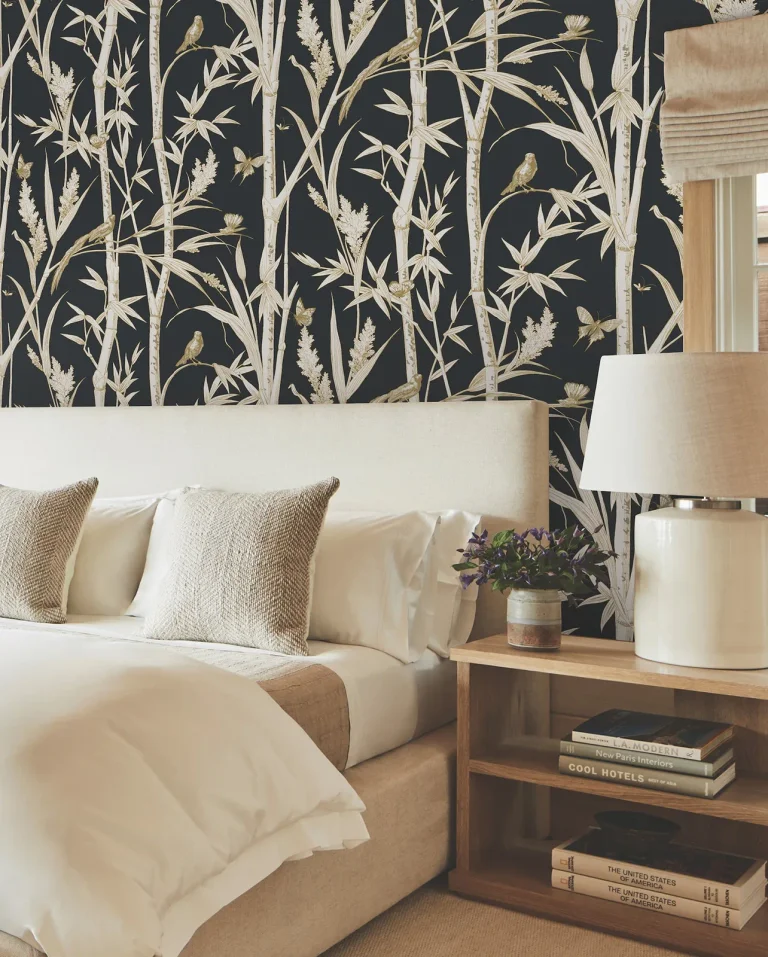 Bambou Toile Wallpaper - Black — Ảnh 6