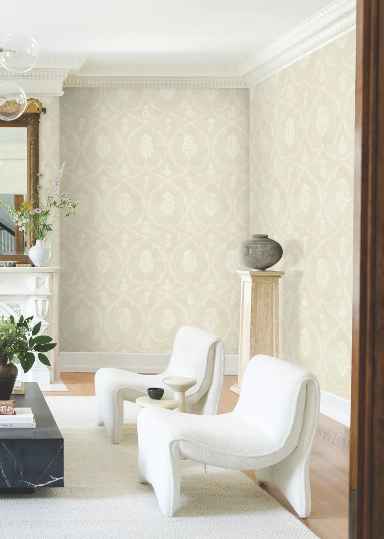 Ronald Redding Royal Damask Wallpaper - Beige — Ảnh 3