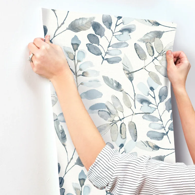 Chesapeake Pinnate Leaves Wallpaper - Blue — Ảnh 4
