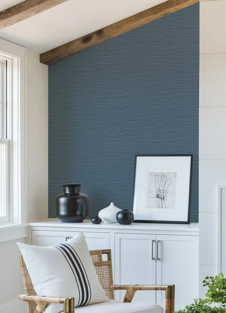 Rushmore Faux Grasscloth Wallpaper - Blue