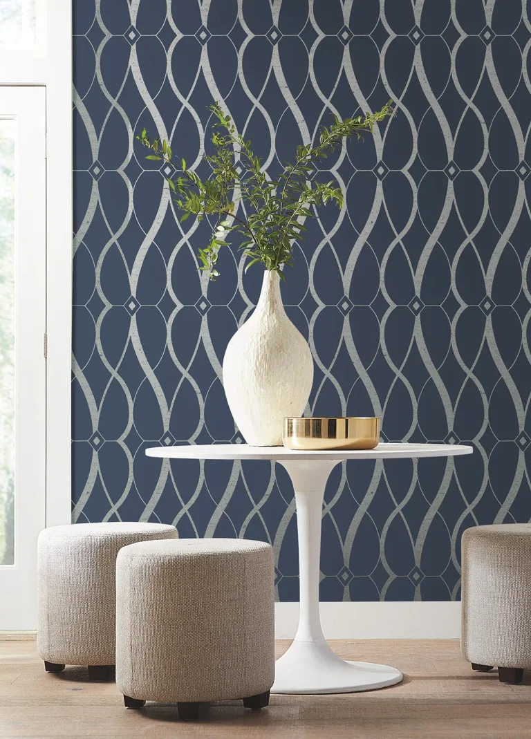 Graceful Geo Wallpaper - Navy/Silver — Ảnh 2