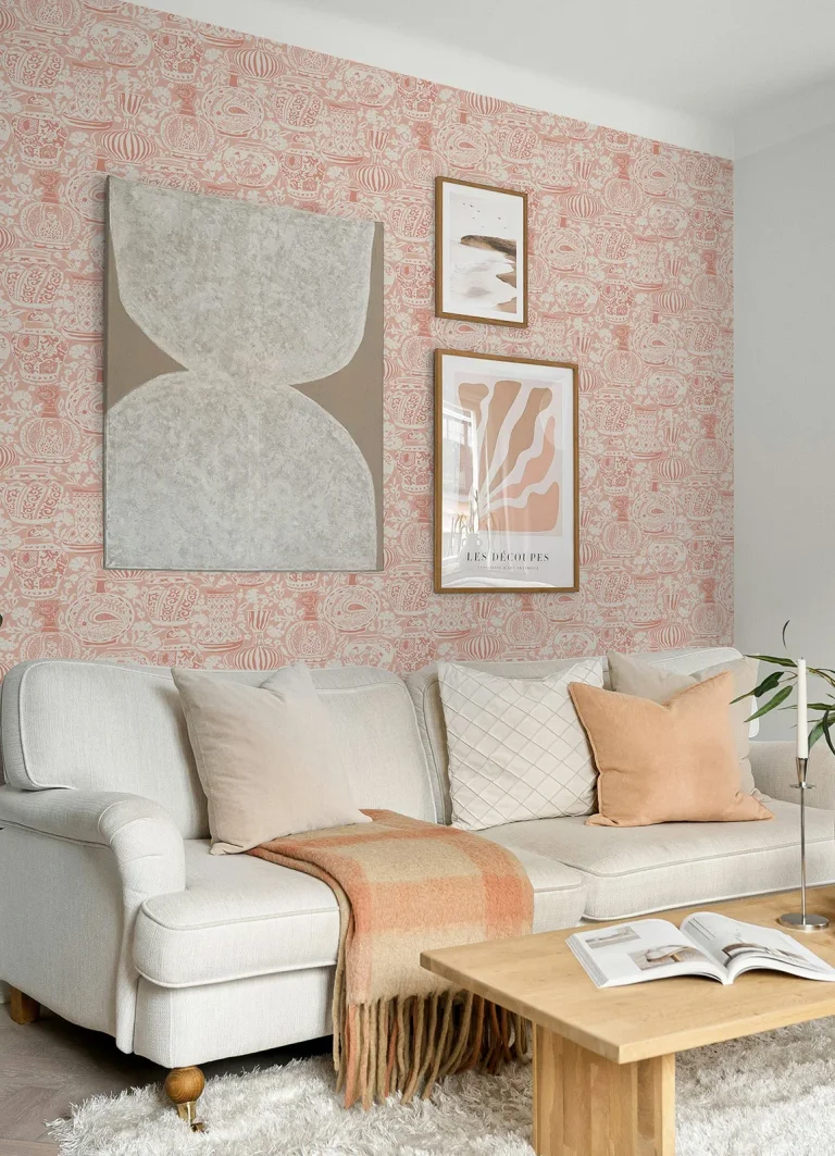 Delft Pottery Peel and Stick Wallpaper - Peach — Ảnh 7