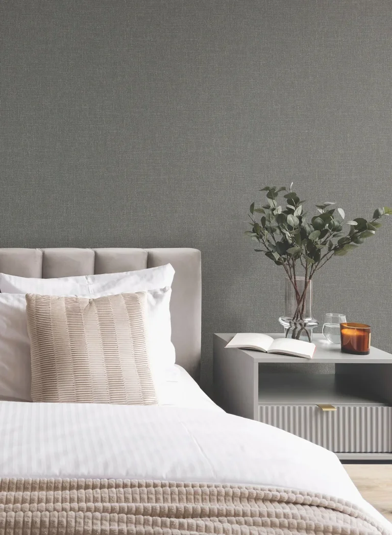 Highland Tweed Faux Fabric Wallpaper - Charcoal — Ảnh 4